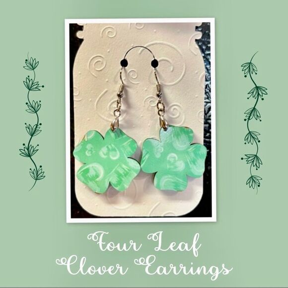 Four Leaf Clover Earrings, St. Patricks Day Earrings, Clover Earrings, Shamrock - Picture 1 of 1